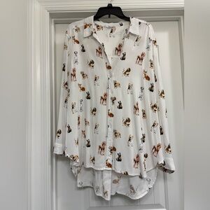 Dog Print White Shirt